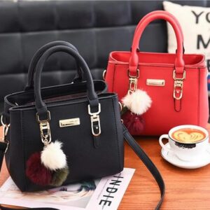 Pu Leather Handbags Women Vintage Wallet Plush Tassel Bags Tote Boston Shoulder Bag