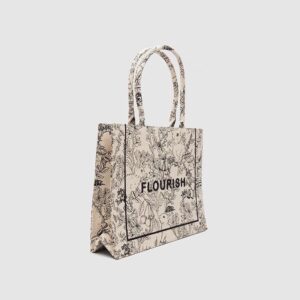 Fashion luxury tote bag cotton linen one shoulder handbag large capacity jacquard embroidery retro exquisite graffiti