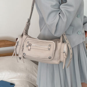 Retro Motorcycle Style Women’s 2026 Summer New Model Multi-Pocket High-Value Trendy Rivet Single Shoulder Crossbody Bag