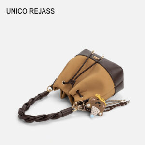 high Quality New Textured Shiny Leather Handbag For Women, Bucket High-end Light Luxury Drawstring Shoulder Crossbody