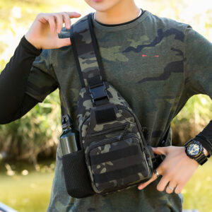 Men’s Breast Multifunctional Camouflage Tactical Backpack Outdoor Crossbody Canvas Leisure Sports Luya Bag