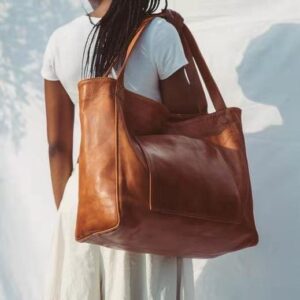 Pocket Women’s Big Soft Hand-held Shoulder Retro Wax Leather Large Capacity 2026 New Tote Bag