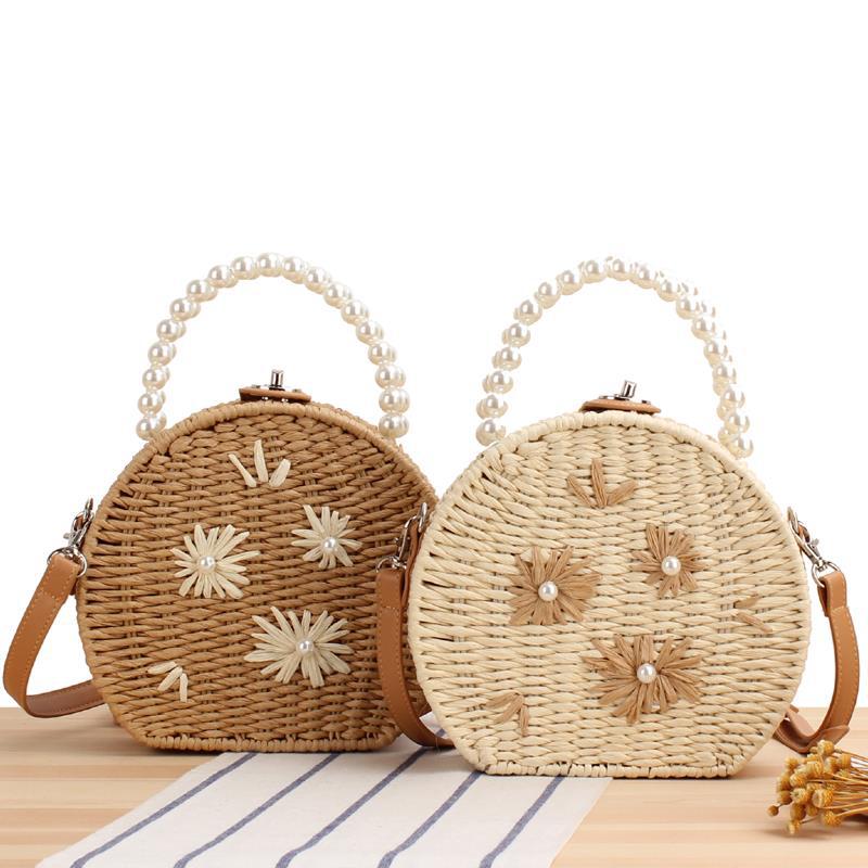 Women's fashion single shoulder straw pastoral style beach bag