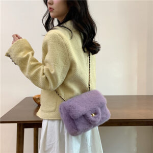Fashionable Plush Shoulder Women – Trendy Mini Bucket Bag With Magnetic Closure, Soft And Stylish Crossbody Purse For