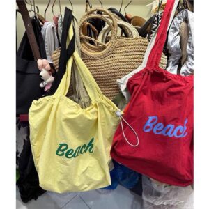 Women’s Bags Drawstring Canvas Tote Commuter Handbag Shoulder Large Capacity Shopping Bag