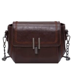 Vintage Trend Women’s Crossbody Bag Chain Hasp Zipper PU Leather Square Shoulder Bags Chic Lady Versatile Pack
