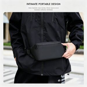 Men Waterproof Nylon Fanny Pack, Adjustable Strap Multi-Wear Crossbody Chest Bag, Lightweight Waist Bag For Daily Travel