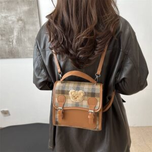 New Stylish Multi-functional Female Student Bag Light Handbag Plaid Leisure Travel Backpack