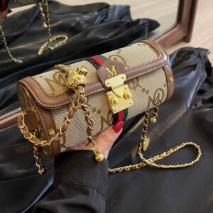 Womn’s Styl Crossbody Bag Jacquard Canvas With Lathr Embroidry Lttring Color Blocking Pn Holdr Undrarm