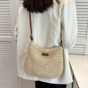 Ladies Fashion Summer Straw Crossbody Bag Beach Holiday Shopping Woven Shoulder Handbag Messenger Purses For Women Bags