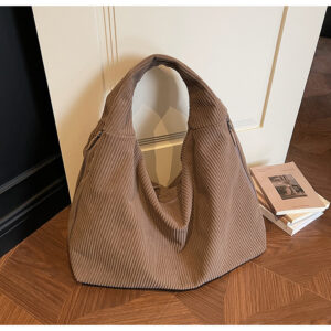 Korean-style Casual Large-capacity Shoulder For Women, New Autumn And Winter Corduroy Handb, Solid Color Simple Tote