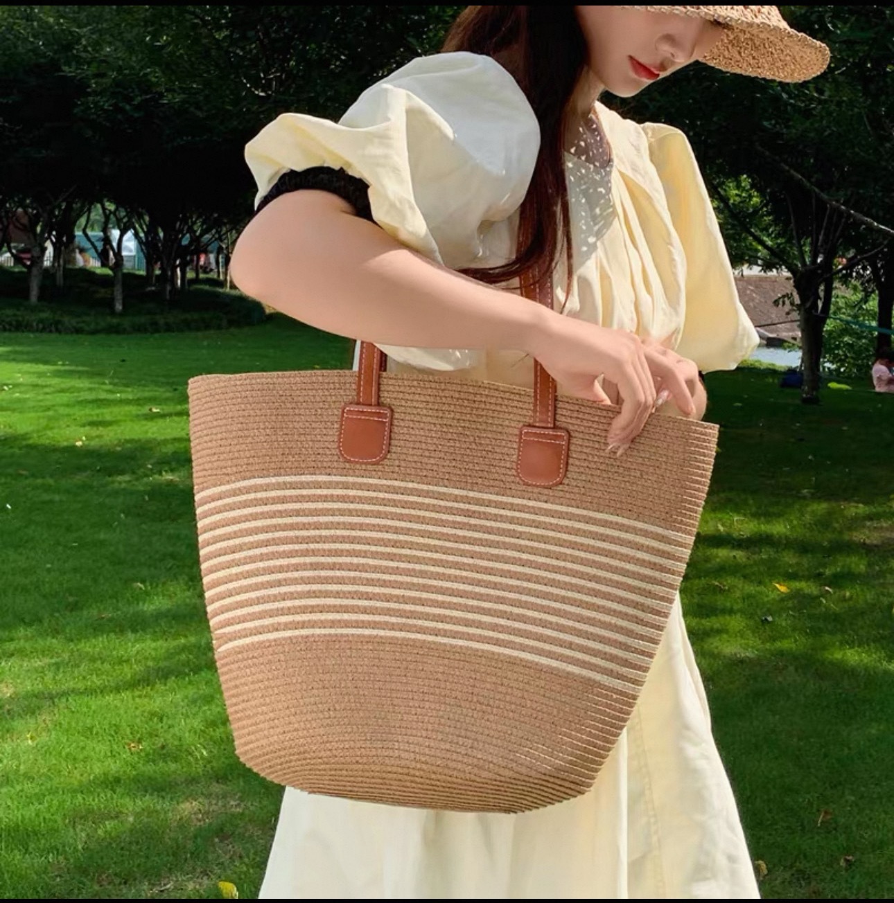 Straw For Women Large Capacity 2026 New Vacation Beach Woven Bucket Commuter Tote Bag Trendy - Image 8