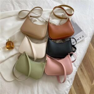 Retro Solid Color PU Leather Shoulder Underarm Bag Women’s Fashion Handbags Casual Hobos Purses and Handbag Ladies Hand
