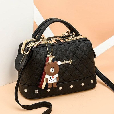 2026 Fashion New Women's Diamond Pattern Style Small Boston Shoulder Bag - Image 6