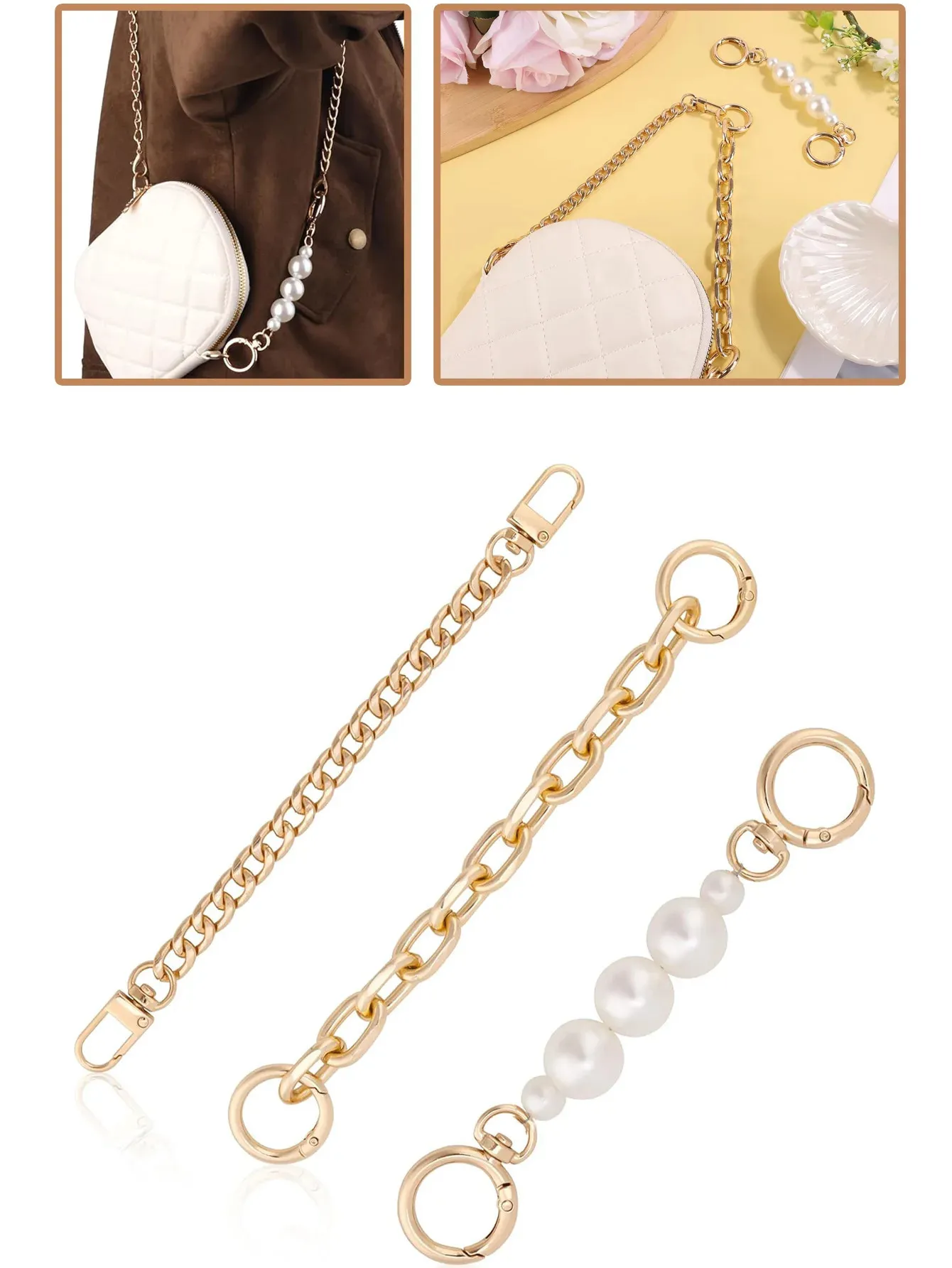 PCS 3 Styles Pearl Bead Charms Bag Fashion Extender Chain Purse Strap 250728