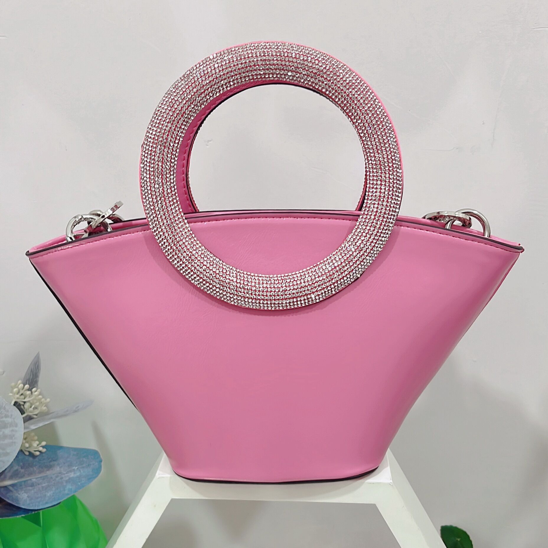 Women's Bags Same 24 New Tote Bring Diamond Round Handle Hand Held Basket Shoulder Messenger Bag - Image 9
