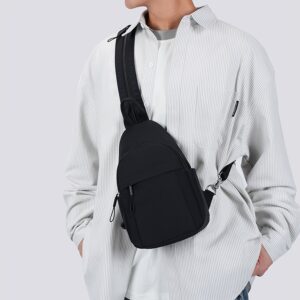 Unisex Solid Green Chest Sling Bag Adjustable Strap Multi Pocket Casual Travel Crossbody Shoulder Pack