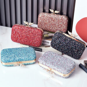 New beaded sequin evening retro butterfly dress with diamonds for women’s cheongsam gold bag cross-border exclusive