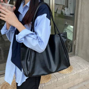 New Korea Style Big Shoulder Tote Simple Design Large Capacity Girl Women Casual Shopping Underarm Bag