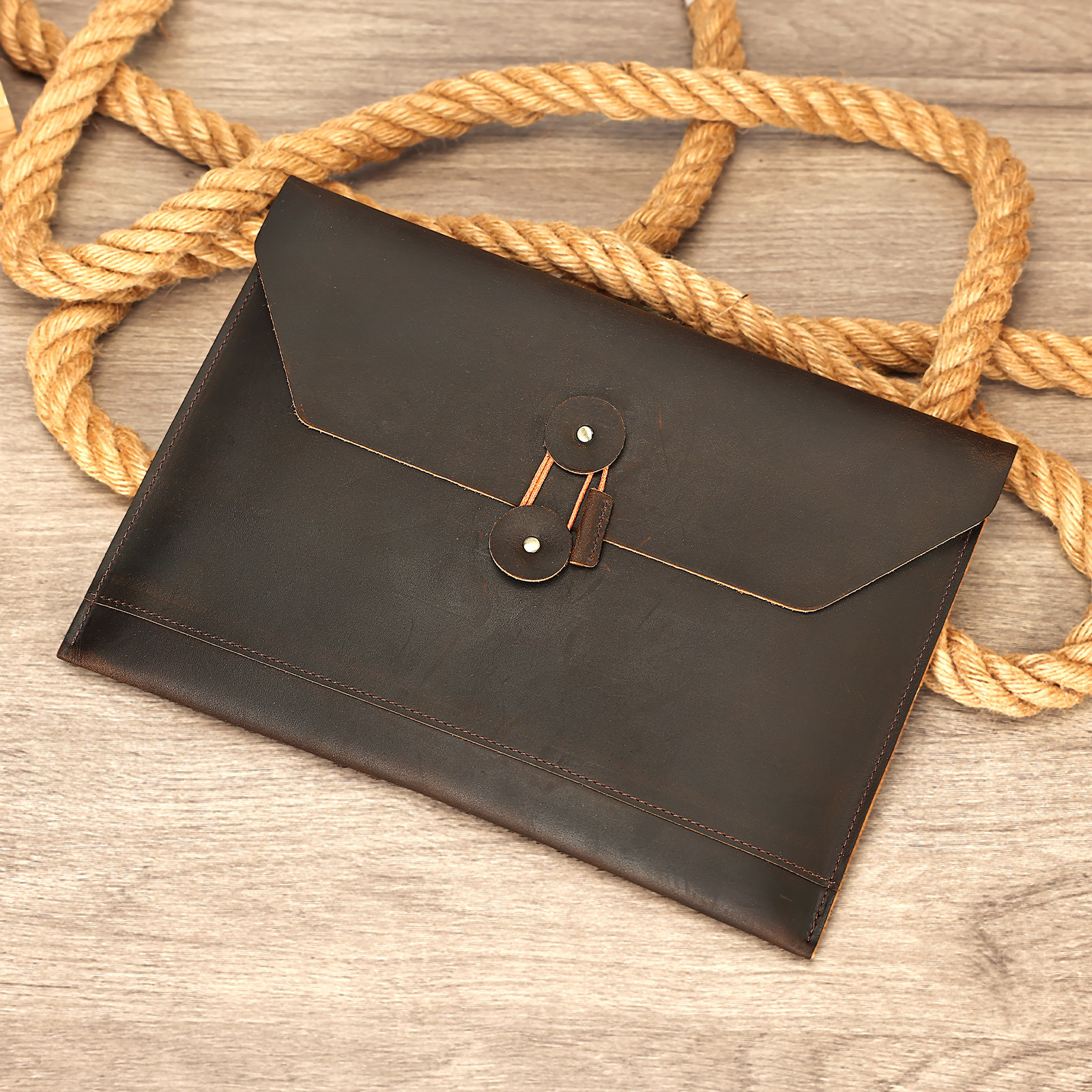 Wrapped Rope Men's Multi Card Flat Storage Bag, Business Travel A4 File Bag - Image 6