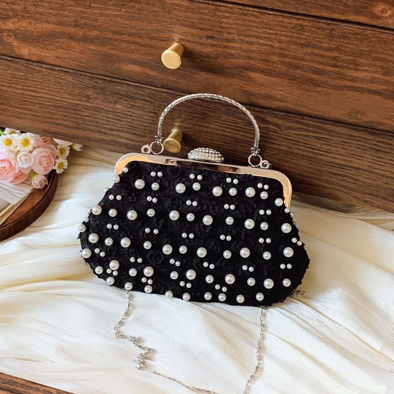 Pearl Lace Flower Clip For Women Sweet Cheongsam Evening Vacation Style Wedding Bride Bag - Image 4