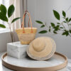 hat + bag set mesh coffee