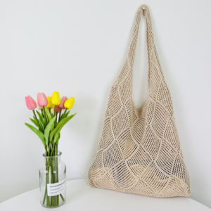 Fashion Hollow Design Woven Women Shoulder Knitted Large Capacity Handbag Summer Travel Tote Casual Beach Bag