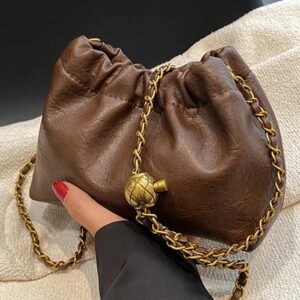 Women Chain Shoulder Versatile Crossbody Tote Casual Pleatd Hobo Satchel Sling Bag Girl Stylish Purse