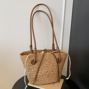 Spring Summer New Fashion Beach Vacation Style Straw Basket Casual Niche Simple Large Capacity Shoulder Bag For Women