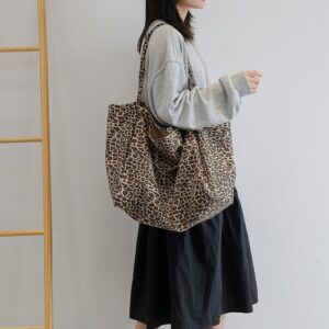Large Capacity Leopard Print Canvas For Women 2026 New Casual Open Shoulder Fashion Versatile Handheld Tote Bag