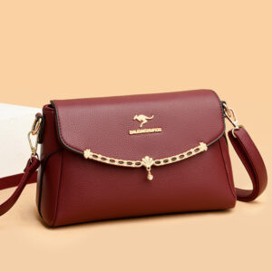 New Style Fashionable All-match Soft Leather Middle-aged Mom Shoulder Large Capacity Small Square Bag Women’s Satchel