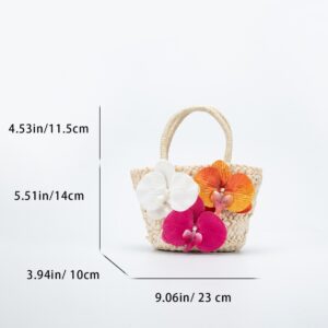 Handmade Vegetable Basket Women’s Small Tote Niche Design Orchid Flower Woven Handbag Straw Bag For Vacation