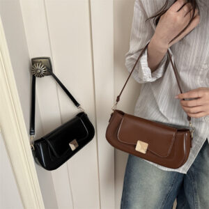 Fashionable Design, Versatile Stylish Shoulder And Crossbody 2026 New Trendy Women’s Bag, Solid Color Vintage Lock Clasp