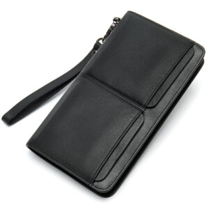 Supply Business Double Pocket Long Wallet Multi Card Slots Genuine Leather Men’s Handbag Clutch Bag