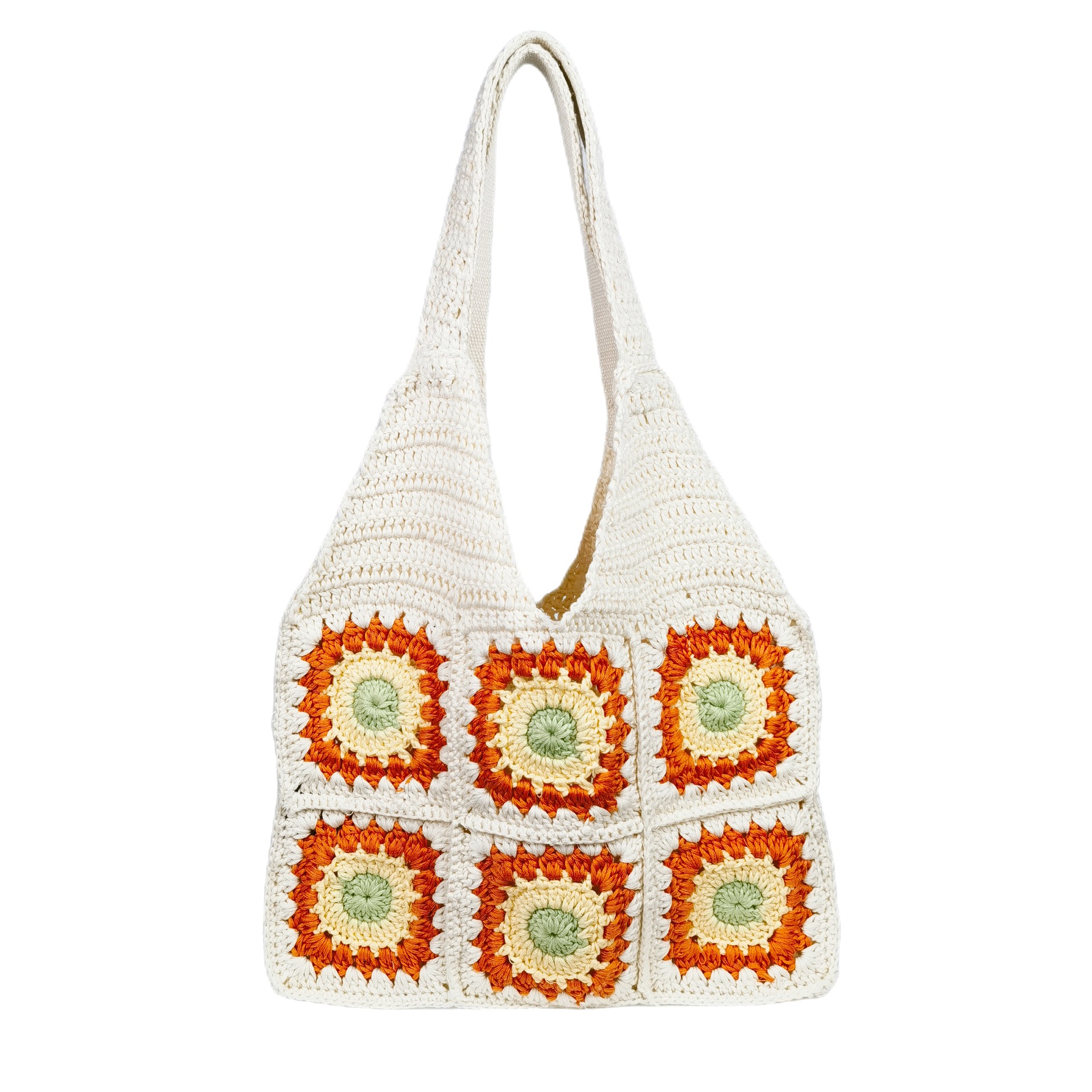 Handmade Crochet Hollow Flower Knitted Large and Small Tote Bags - Image 6