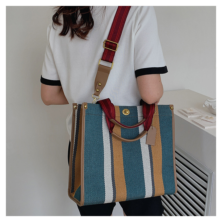 Women's Large Canvas Bag Denim Shoulder Vintage Briefcase Pretty Tote Commuter Travel Campus Casual Handbag - Image 9