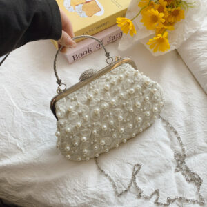 Pearl Lace Flower Clip For Women Sweet Cheongsam Evening Vacation Style Wedding Bride Bag
