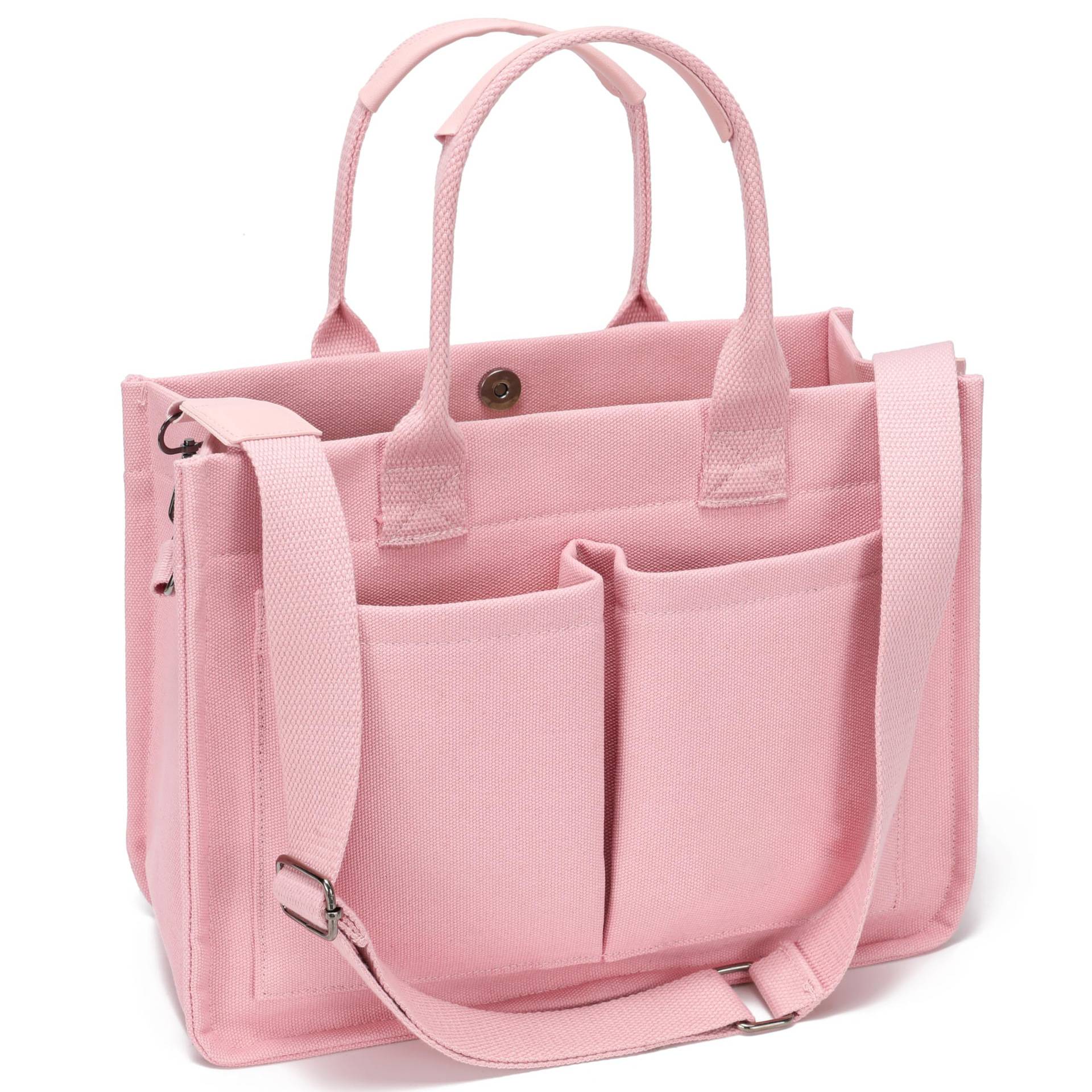 Large Canvas Tote For Women, With Pockets, Laptop Shoulder Bag - Image 8