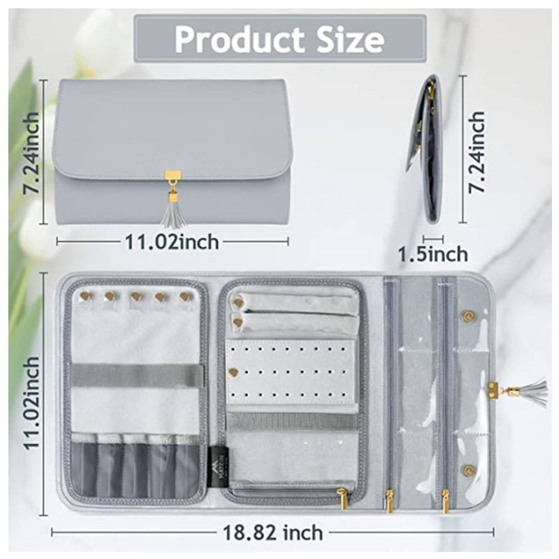 Designer fashion new folding travel portable storage multi-ring earrings jewelry bag - Image 2