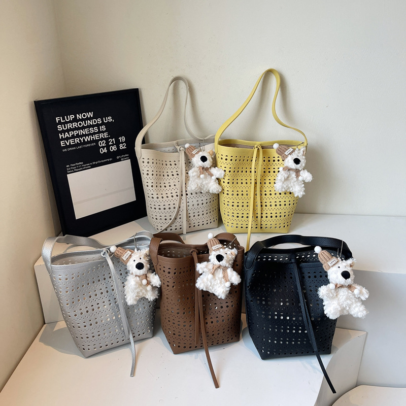 Women's Crossbody Cute Unique Hollow Design Shoulder Underarm Bucket Bag Summer Style Trendy Handbag