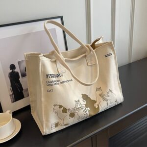Large Capacity Canvas For Women, Summer New Versatile Shoulder Commuter Tote Bag, Student Handbag, Mommy Bag