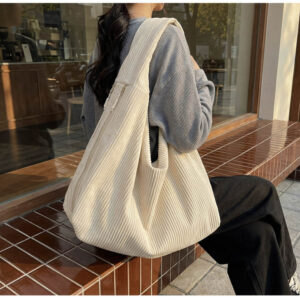 Korean-style Casual Large-capacity Shoulder For Women, New Autumn And Winter Corduroy Handb, Solid Color Simple Tote