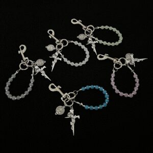 National Tide Men And Women Wear Pendants Ins Style Retro White Jade Color High End Metal Keychain