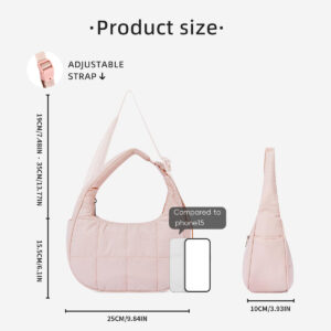 Bags Large Capacity Women’s Underarm Down Bag Versatile One Shoulder Fashionable Solid Color Silk Cotton Handbag
