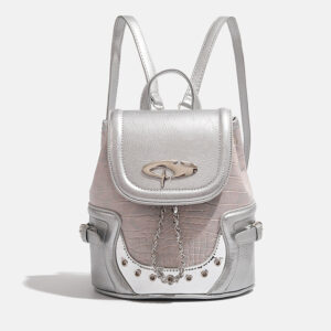 Backpack silver pink hot girl niche design commuter chain backpack women