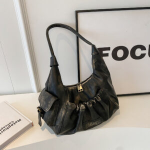 Niche High-end Vintage Maillard-style Underarm For Women, 2026 New Model, Pleated Baguette Dumpling Bag