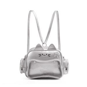 Unisex Aesthetic With Mechanical Cat Design, Waterproof PU Material, 20-35L Capacity, Urban Minimalist Style Y2K