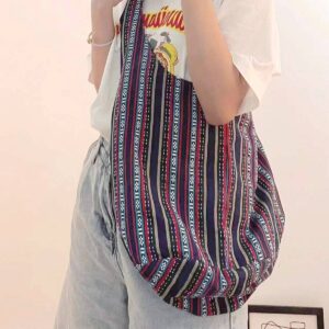 Designer fashion new retro Aztec one-shoulder portable cotton, linen and canvas jacquard casual women’s bag
