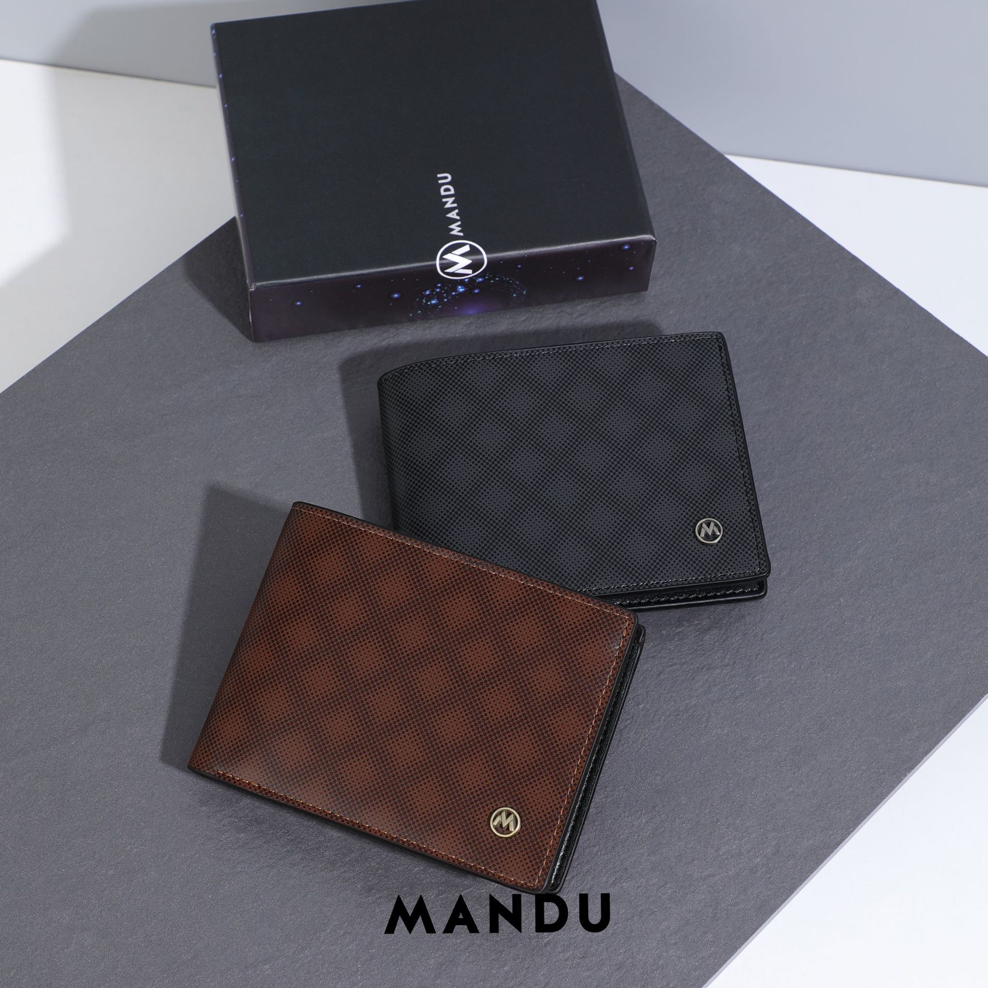 MANDU 2026 New Plaid Men's Large Capacity Wallet RFID Card Bag Male - Image 2