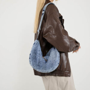 Women’s New Shoulder Simple Ladies Denim Dumpling College Student Fashion Canvas Bag